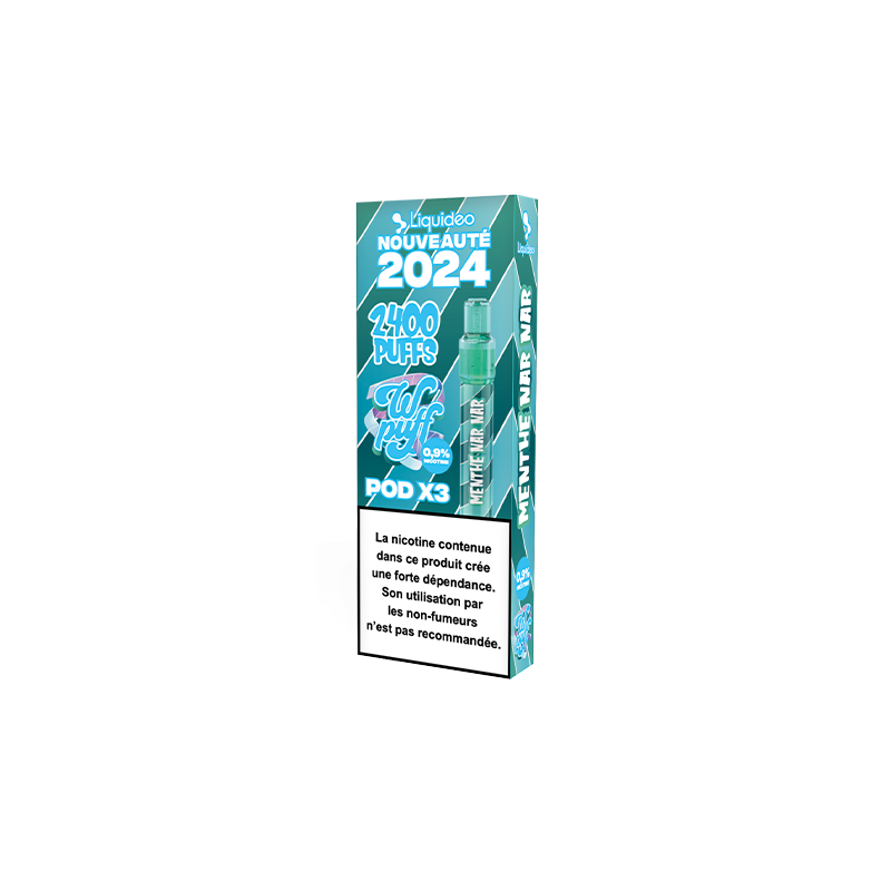 Liquideo Wpuff Pod 2.0 Menthe Nar Nar | 2400 puffs – 3 pods + batterie